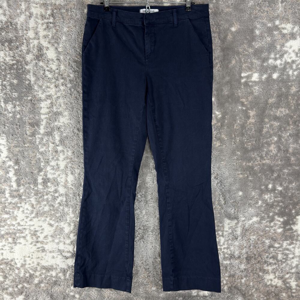 Lila Ryan Size‎ 8 Flat Front Career Chino Pants Navy Button Zip Straight Leg